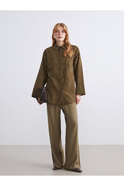LC Waikiki Nevavm Lcw Modest Khaki Straight Loose & Wide Leg Women's Trousers...