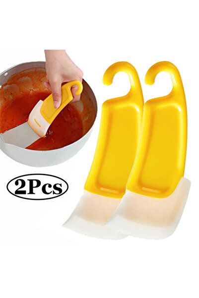 Choice1 Yellow 2pcs 1/3 Silicone Tableware Cleaning Scraper Cleaning Spatula ...