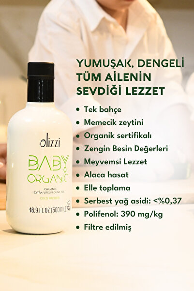 Olizzi Baby Organik Zeytinyağı 500 ML – Soğuk Sıkım Natürel Sızma