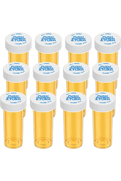 Choice 12 pack 8 dram 12/20 Pack Plastic Medicine Pill Bottles with Child Res...