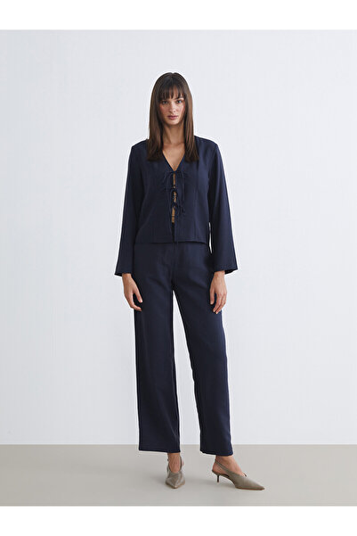 LC Waikiki Nevavm Lcw Vision Navy Blue Plain Loose & Wide Leg Women's Trouser...