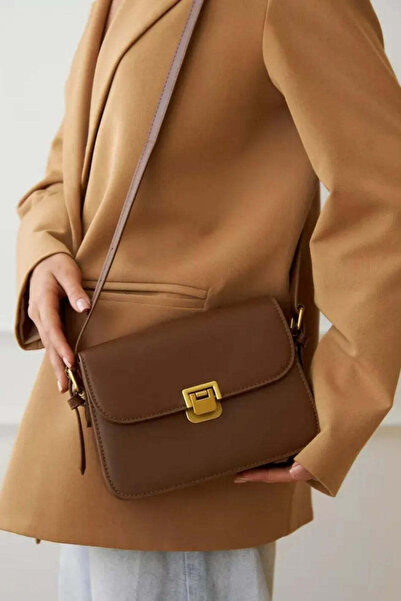 Trendyup Geantă damă de urmăr, din piele ecologică, design elegant, crossbody, Velo Camel