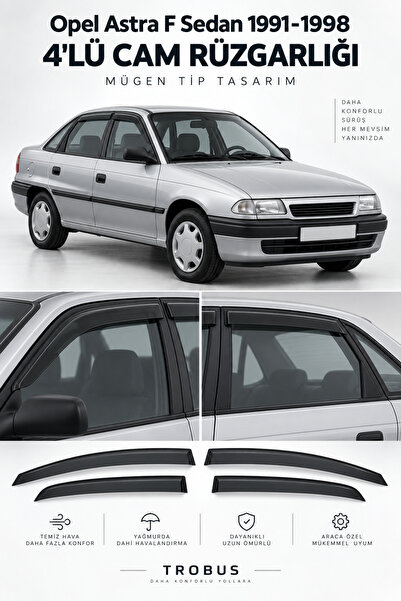 TROBUS Opel Astra F (19911998) Efsane Kasa Sedan Uyumlu Cam Rüzgarlığı 4'lü