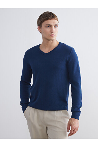 LC Waikiki Lcwaikiki Classic Indigo V-Neck Men's Knit Sweater