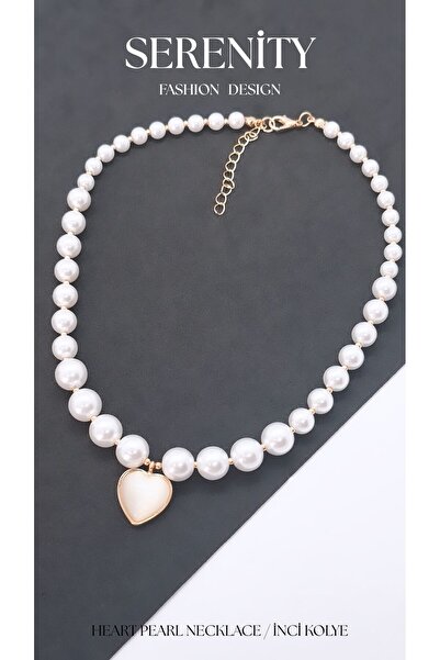 Serenity Heart Opal Stone Lacquer Coated Pearl Necklace