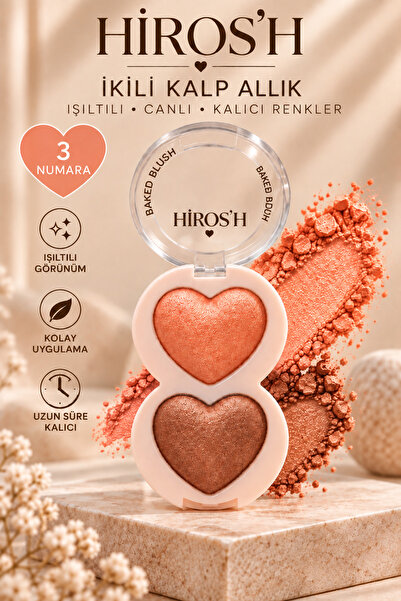 HİROS'H Kalpli İkili Allk Baked Blusher Toz Form Allık