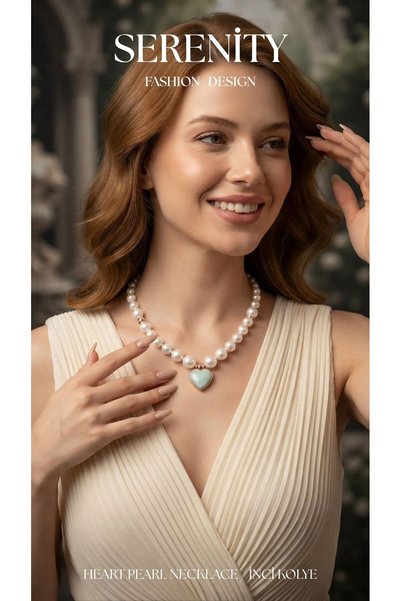 Serenity Heart Opal Stone Lacquer Coated Pearl Necklace