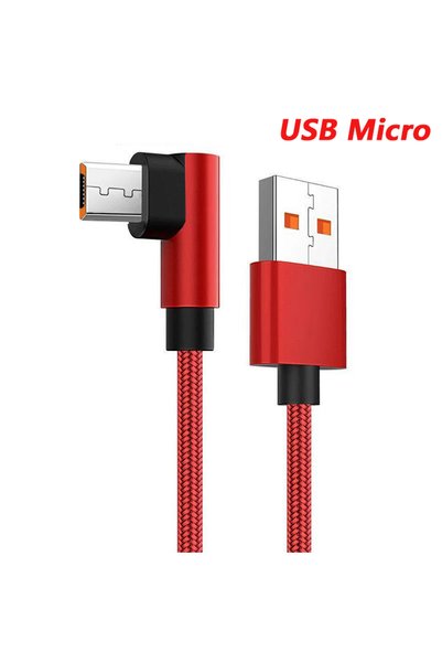 Choice5 كابل USB-A إلى مايكرو USB بطول 1 متر أحمر من NNBILI بزاوية 90 درجة، ك...