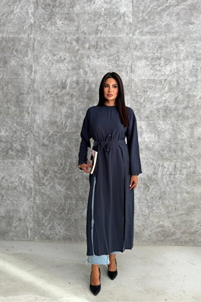 Oversize Ön ve Arka Derin Yırtmaçlı Maxi Tunik - Modal Kumaş
