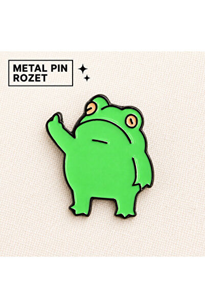 DREAMIOGIFTANDBOX Yeşil Kurbağa Metal Pin Rozet Sevimli Frog Figürlü Çanta Ce...