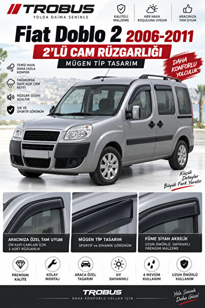 TROBUS Fiat Doblo 2 Safari - Malibu (2006-2011) Mügen Tip Cam Rüzgarlığı 2'lü