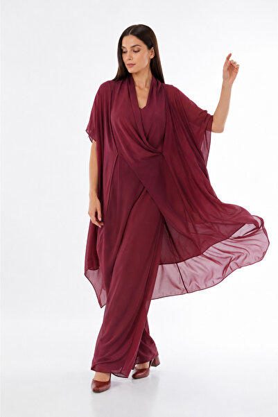 EREN STYLE Italian Silk Detail Oversized Jacket Blouse - Wes Pants Set