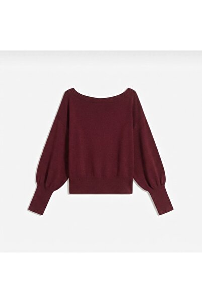 FLEX FASHION Γυναικείο ασύμμετρο πουλόβερ με λαιμόκοψη σε σχήμα βάρκας, με ρι...
