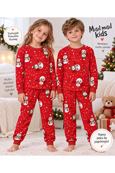 Koçak Kids 100% Cotton Snowflake Snowman Children's Pajamas - Price Is for On...