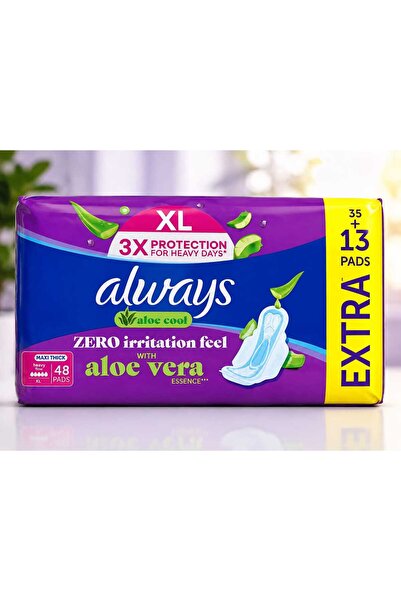 Always Aloe Cool Pads for Heavy Days, 24 XL Maxi Thick Sanitary Pads