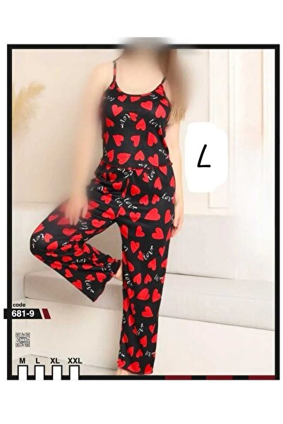 RAHAF TİCARET Women's Heart Patterned Pajama Set