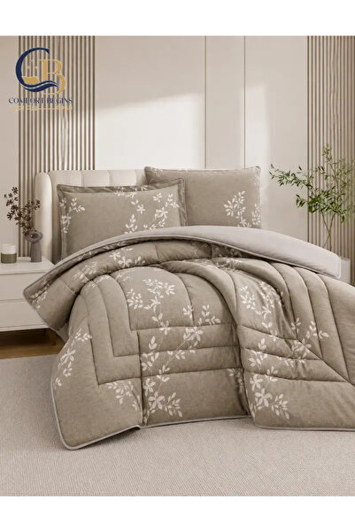 Comfort begins طقم لحاف منقوش من القطن 100% (مقاس توين إكس إل - 4 قطع)