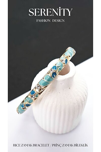 Serenity Leafy Colorful Enamel Satin Brass Plated Zamak Bracelet