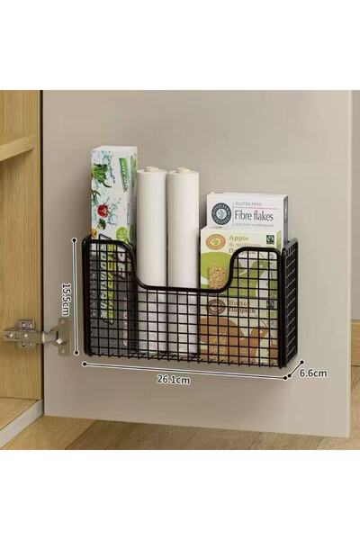 Choice SNJ-black Punch-free Kitchen Cabinet Door Storage Box Iron Rack Wall-m...