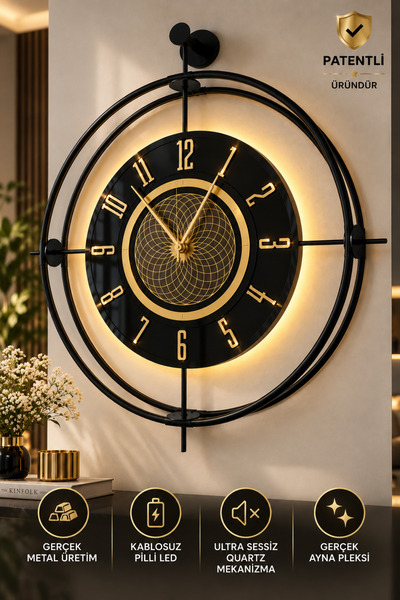 MetaQuartz Aksesuar siyah Laviento - Siyah Göbek GOLD RAKAM 55*60 CM (ÖZEL SE...