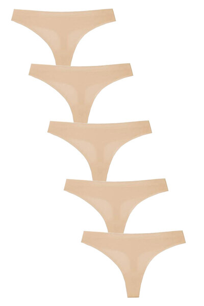 Hepsine Rakip 5-Piece Women's Thong String Laser Cut No Trace Seamless