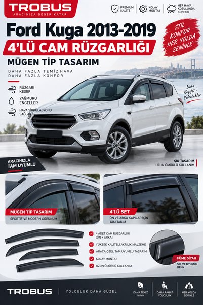 TROBUS Plus Ford Kuga (2012-2019) SUV Uyumlu 4 Parça Cam Rüzgarlığı