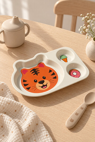 Wumboo 3-Compartment Animal Patterned Melamine Children's Plate - Extra Durab...