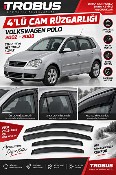 TROBUS Volkswagen Polo 9N 2002-2005 Mügen Cam Rüzgarlığı 4'lü Takım
