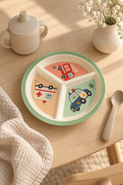 Wumboo 3-Compartment Melamine Children's Plate - Food Plate - Extra Durable B...