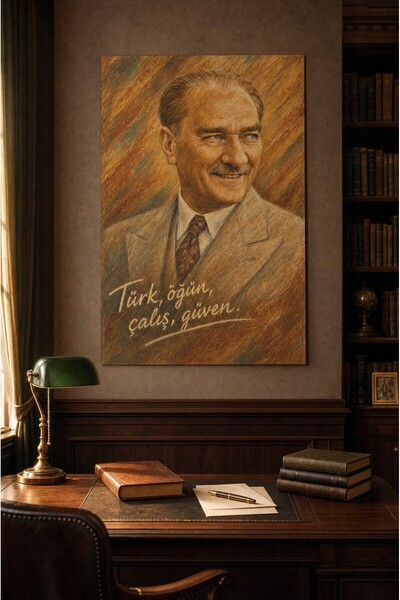 ZURİ DESİGN Atatürk Tablosu Çerçeve Görünümlü MDF Duvar Tablosu Karakalem ve ...