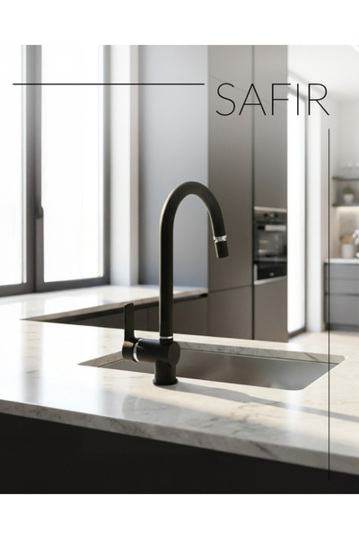 ACAR Safir Black Serisi Kuğu Lavabo Bataryası