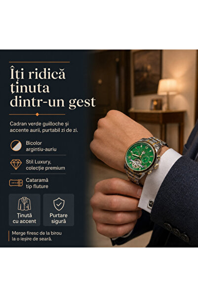 LUDORA Ceas Automatic-Mecanic Poedagar by LUDORA® Tourbillon, Aliaj, Curea Metalica, Rezistent la Apa 3ATM