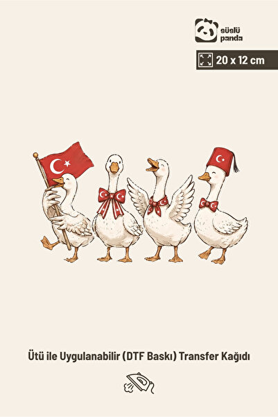 Genel Markalar Dtf Baskı Türk Bayraklı Sevimli Kazlar Ütü ile Yapışan Tişört ...