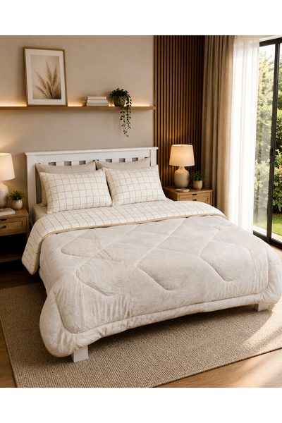 DAMIEN Diamond Double Tropical Sleep Set - Beige Ethnic Plaid Square Armony P...