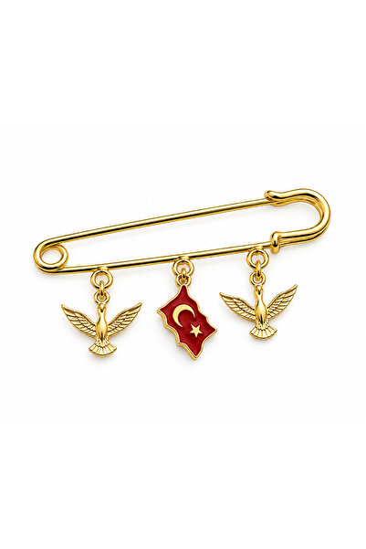 roshel Türk Bayrağı Anka Kuşu Temalı Broş İskoç İğnesi Yaka İğnesi Charmlı İğ...