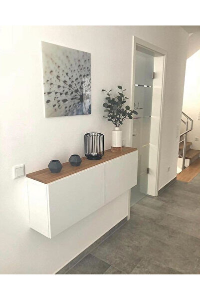ŞafakMobilya Ahşap Detaylı Beyaz Modern Dresuar, Konsol