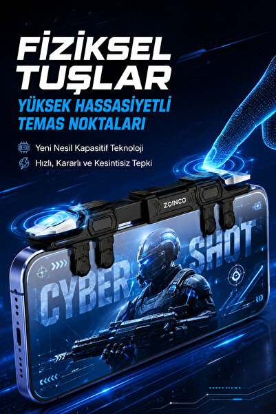 ZOİNCO CYBER SHOT PUBG Tetik Mobil Oyun Tetiği | Hassas Gaming Trigger | Telefon Tetiği