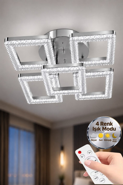 Lumia Lighting Yakamoz Model 5"li Kumandalı Gümüş 3 Renk Modu Ledli Modern Ta...