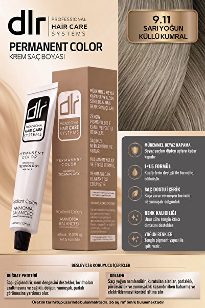 DLR Color Saç Boyası 100ml 9.11 Sarı Yoğun Küllü Kumral-profesyonel Kuaför Ka...