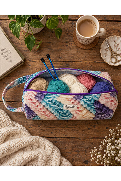 Ays Quilt Örgü Çantası - Dikiş El İşi Taşıma Çantası ve Yün Organizer