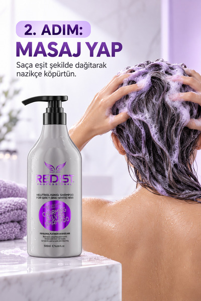 Redist Boyalı Röfleli Beyaz ve Gri Saçlar Için Silver Şampuan 500 ml