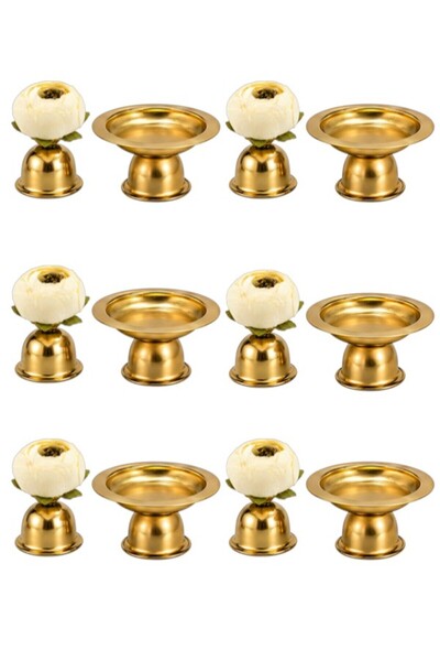 hopsepete Metal Altın Renk Kaplama Nişan Söz Düğün Ayaklı Kahve Yanı Lokumluk...