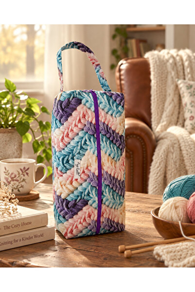 Ays Quilt Örgü Çantası - Dikiş El İşi Taşıma Çantası ve Yün Organizer