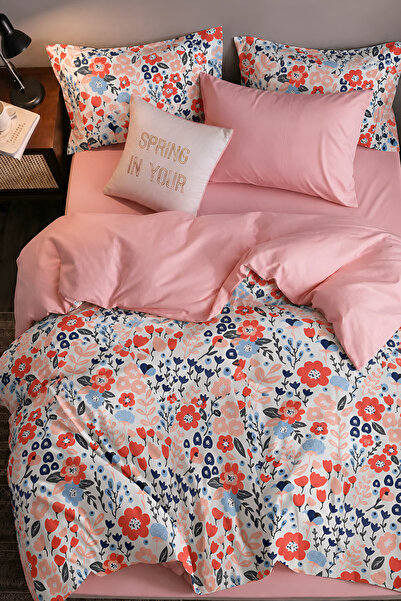 İQON Fitted Sheet Bedding Set Double Size Petunia Salmon