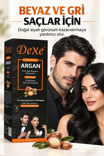 Dexe Büyük Boy Saç Siyahlaştırıcı Şampuan 400 ml - 8 dakikada Beyaz Kapama