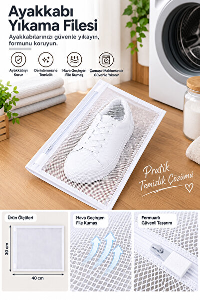 Helen's Home Zippered Shoe Washing Net White