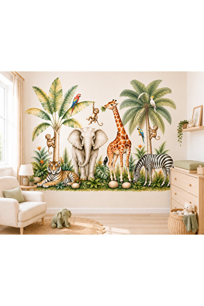 MaisonVelinCo Tropical Safari Animals Kids Room Wall Sticker Set