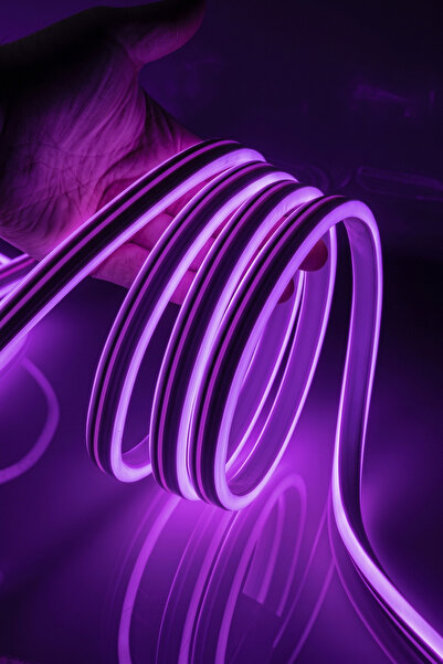 Ema Dükkan 5 Metre Mor 220 Volt Neon Led Tak Çalıştır Esnek Şerit Neon Led Ay...