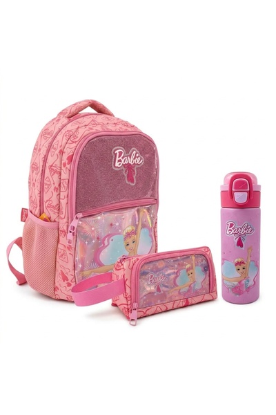 Barbie Lisanslı Okul Seti ( Sırt Çantası, Kalemlik, Matara Suluk)