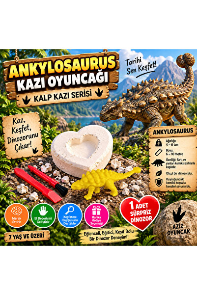 AZİZ OYUNCAK 🍃 💛 🌿   Ankylosaurus Dinosaur Heart Excavation Toy – Archaeol...